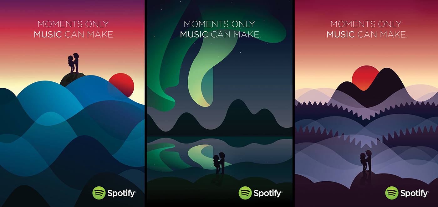 Spotify音樂網站平臺手繪矢量插畫廣告海報設計-上海廣告設計公司佳作欣賞5