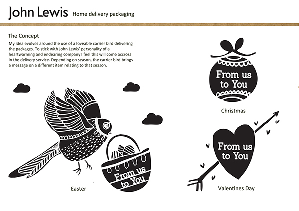 John Lewis 快遞包裝箱-鳥兒標志設計2