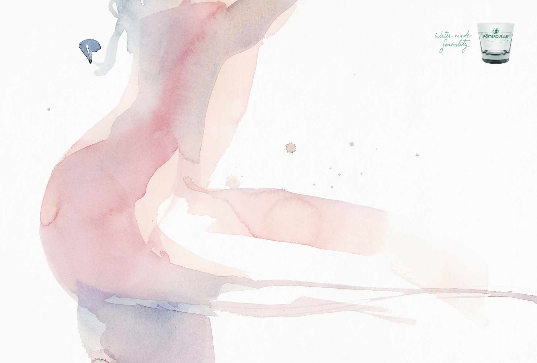 R?merquelle 瓶裝礦泉水人體藝術水彩系列平面廣告創意設計1
