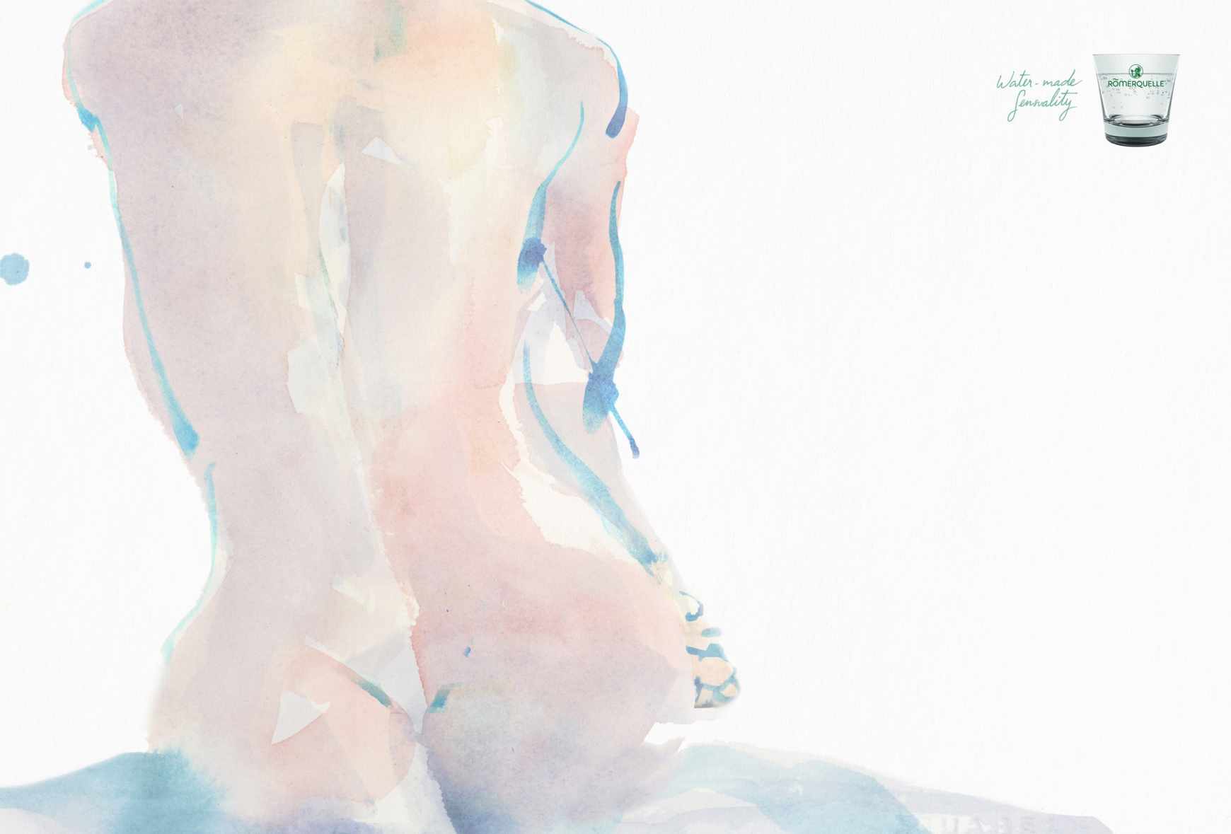R?merquelle 瓶裝礦泉水人體藝術水彩系列平面廣告創意設計2