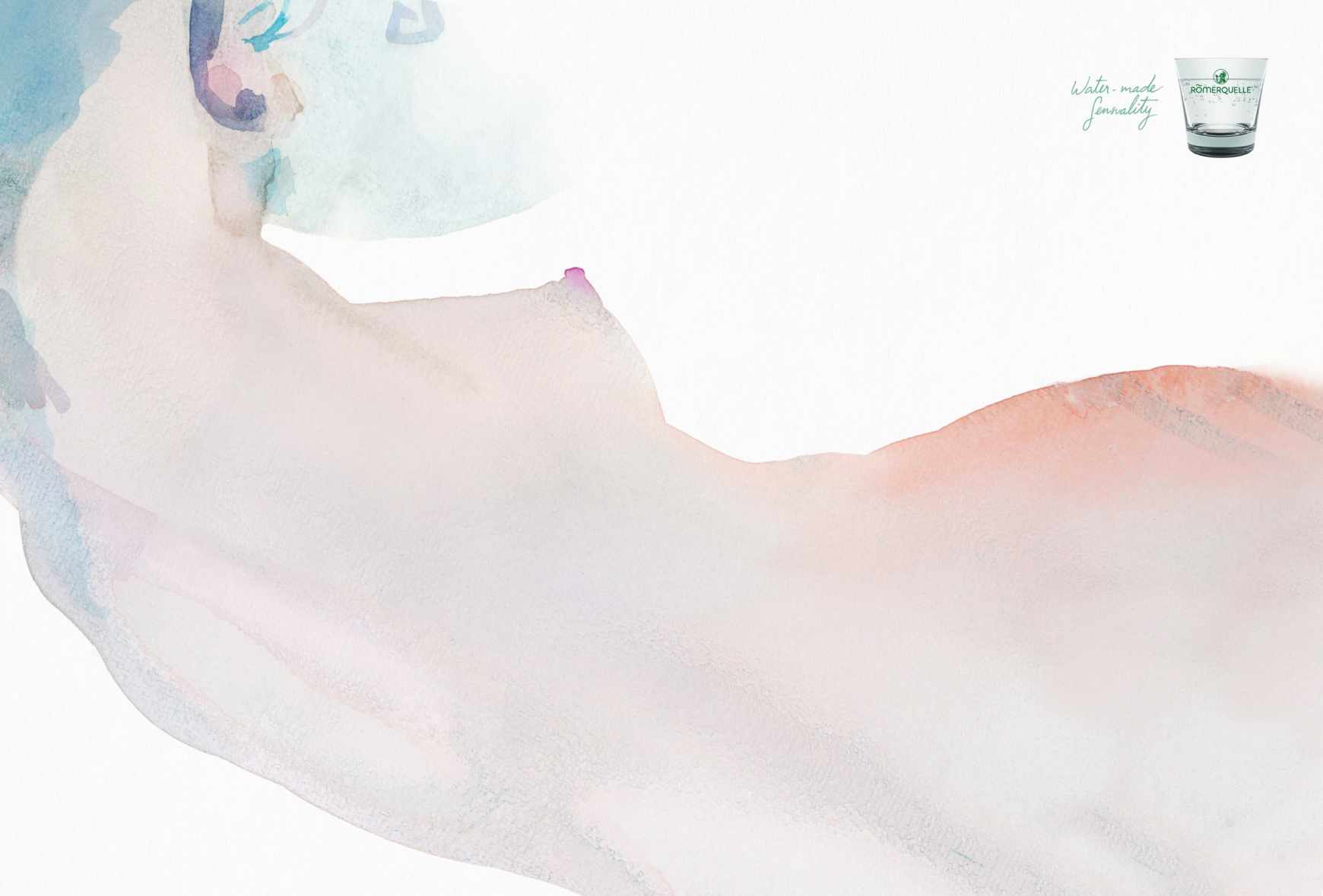 R?merquelle 瓶裝礦泉水人體藝術水彩系列平面廣告創意設計3