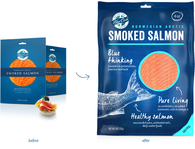 Blue Circle 海鮮水產品魚包裝設計-上海食品包裝設計公司設計分享2-新老包裝對比