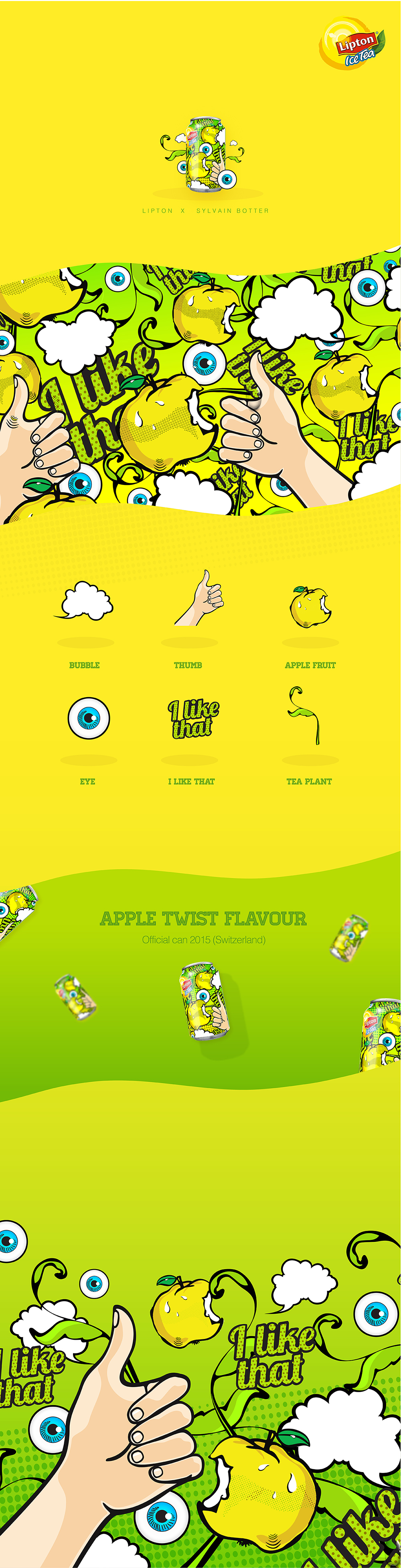 立頓蘋果冰茶易拉罐手繪插畫包裝設計-上海飲料包裝設計公司2-設計流程圖