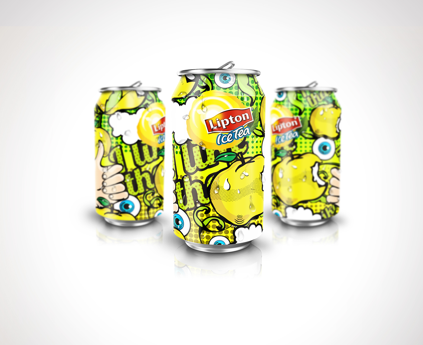 立頓蘋果冰茶易拉罐手繪插畫包裝設計-上海飲料包裝設計公司分享0