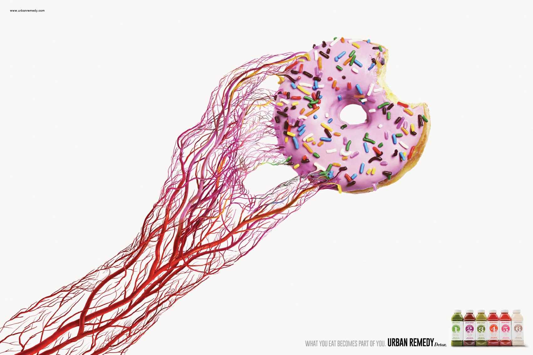 Urban Remedy 健康食品配送公司平面廣告創意設計之拒絕垃圾食品3-甜甜圈