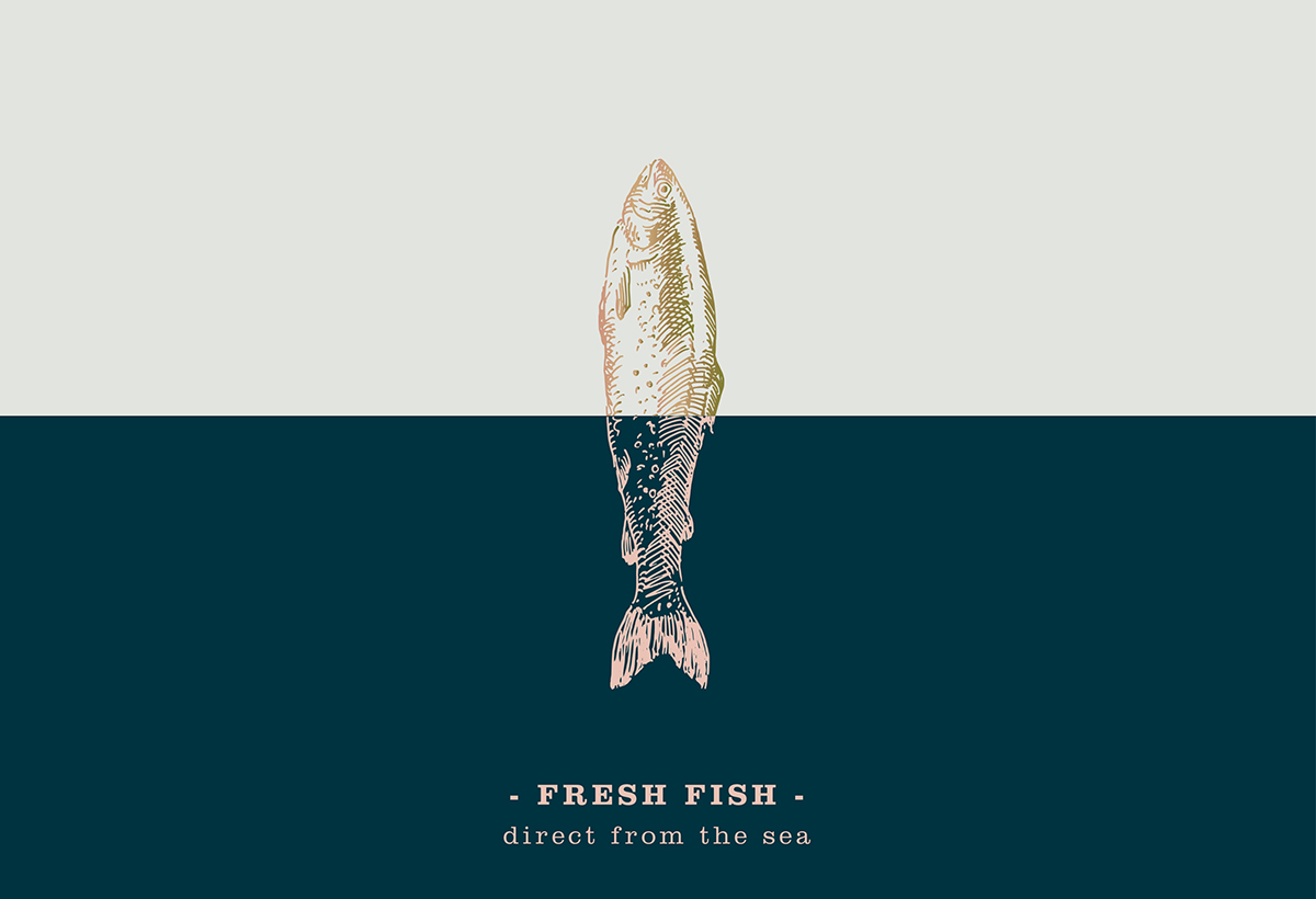 La Dorada 海洋餐廳品牌VI形象設計2-品牌主視覺插圖設計