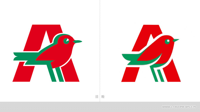 3.法國auchan歐尚超市集團標志更新設計-新舊logo對比