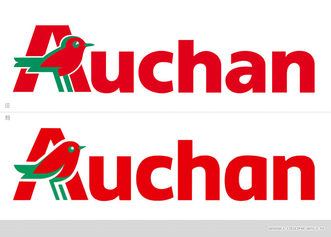 4.法國auchan歐尚超市集團標志更新設計-新舊logo對比