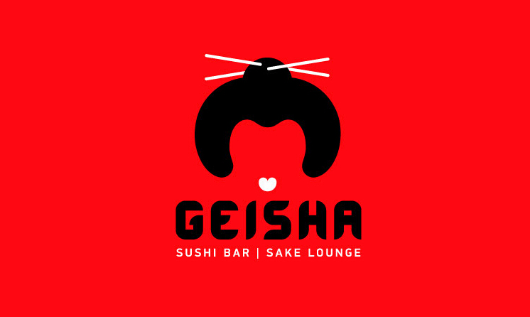 Geisha 藝伎壽司店餐飲logo設(shè)計(jì)-上海餐飲VI設(shè)計(jì)公司1-紅底logo