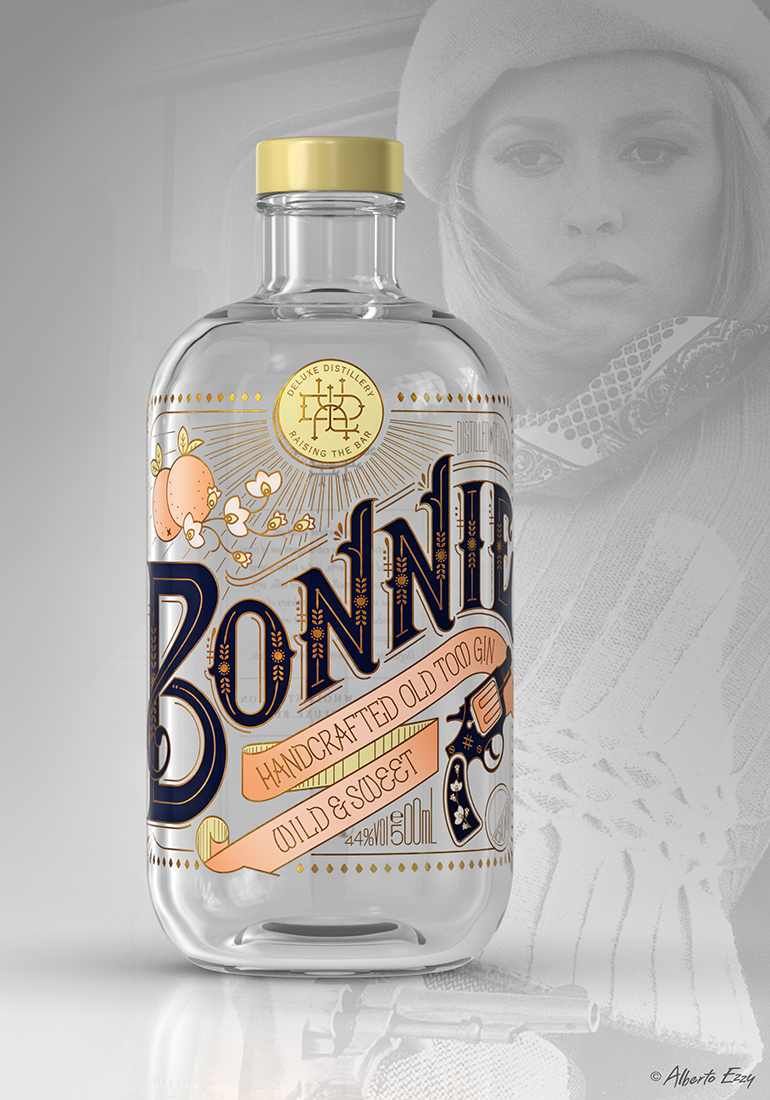 BONNIE & CLYDE Gin 杜松子白酒包裝設(shè)計-國外包裝設(shè)計欣賞2