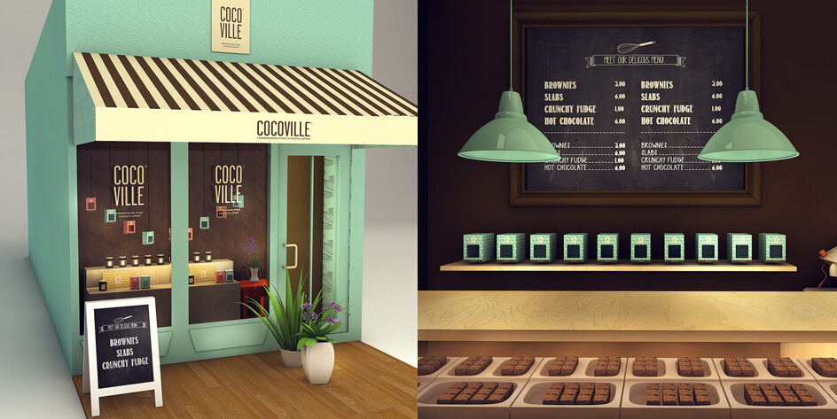 cocoville 冰淇淋巧克力 咖啡餐飲店品牌VI設(shè)計(jì)SI設(shè)計(jì)2