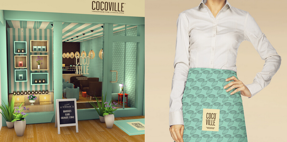 cocoville 冰淇淋巧克力 咖啡餐飲店品牌VI設(shè)計(jì)SI設(shè)計(jì)6