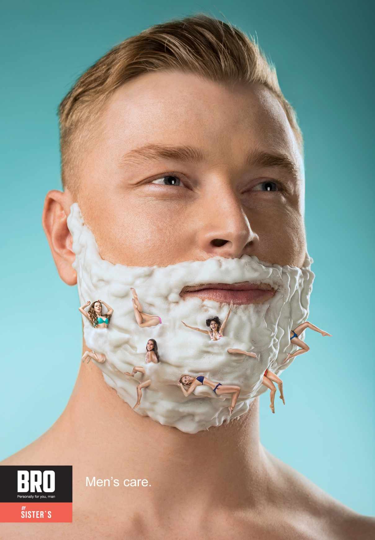 尚略上海廣告策劃公司分享：BRO 男士護膚品平面廣告創意設計2-泡沫篇