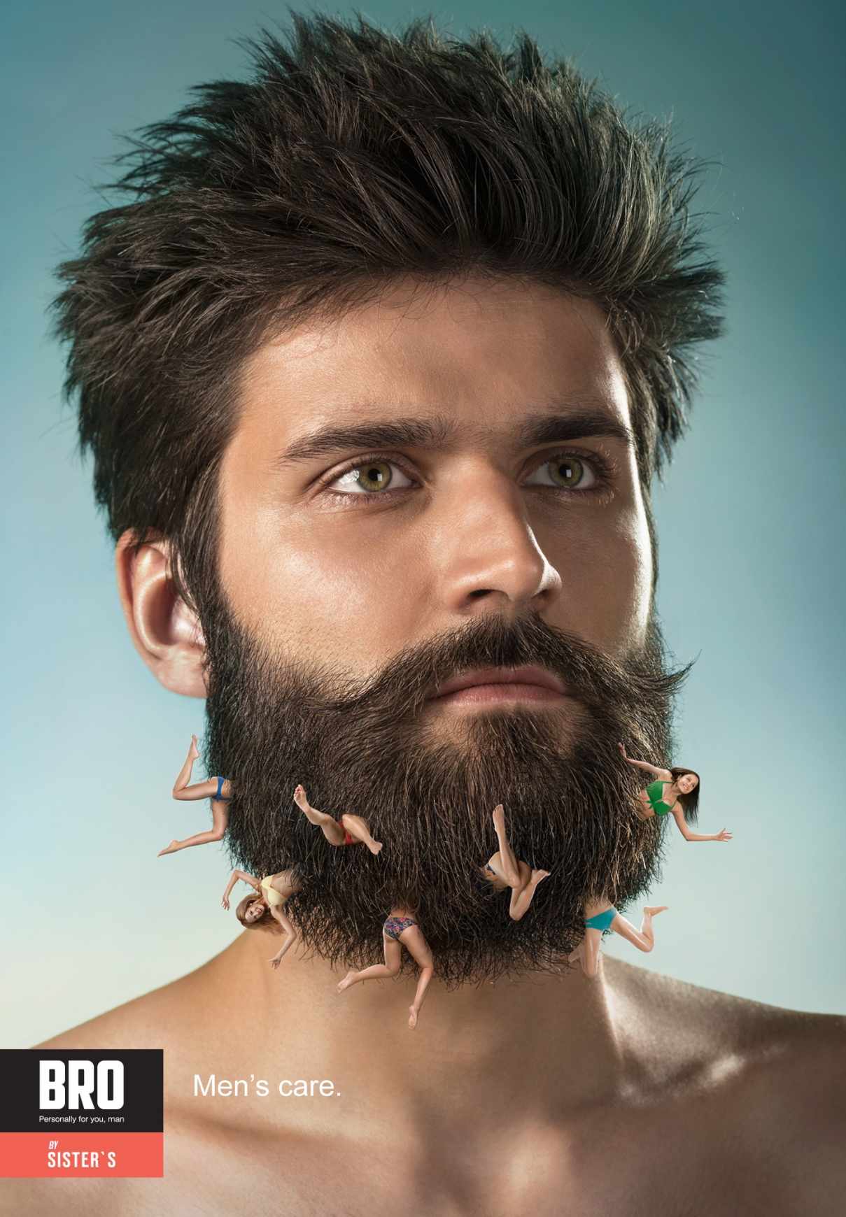 尚略上海廣告策劃公司分享：BRO 男士護膚品平面廣告創意設計1-胡子篇