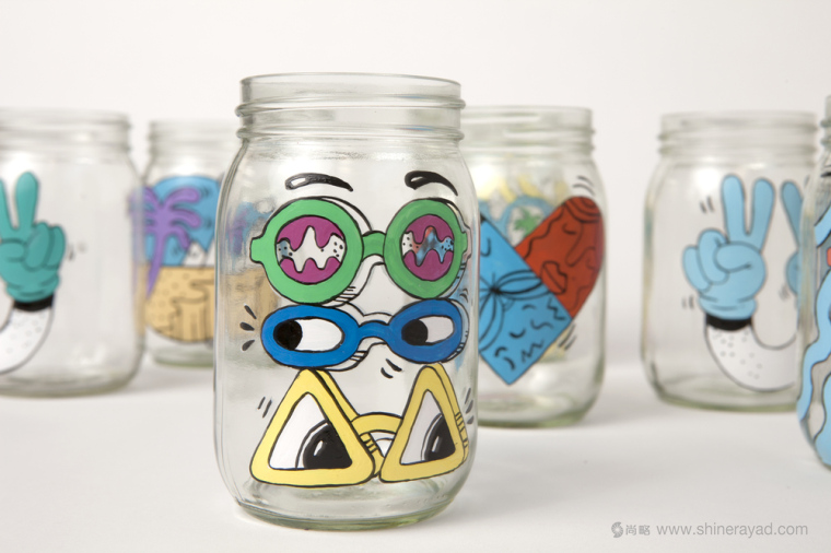 星巴克?冷咖啡茶葉手工玻璃杯插畫包裝設計6