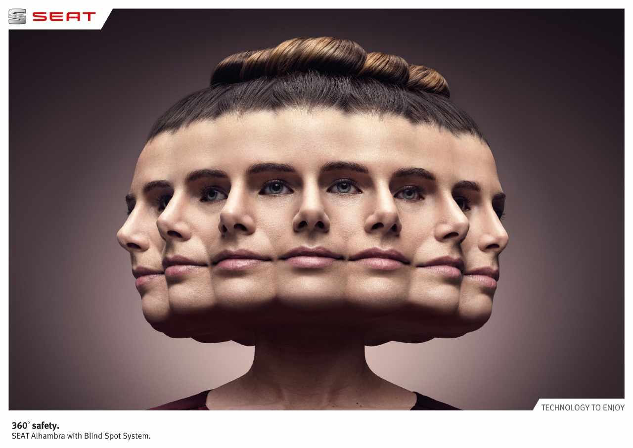 SEAT 汽車盲點系統平面創意廣告設計-女人篇