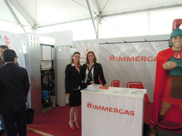 意大利采暖設備公司依瑪新火焰LOGO設計與羅馬戰士卡通形象設計展會應用效果