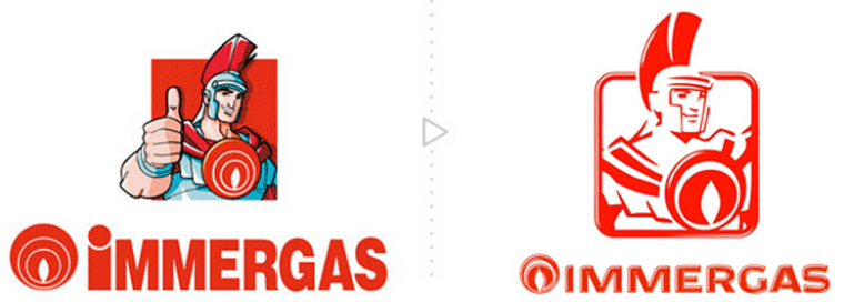 意大利采暖設備公司依瑪發布新火焰LOGO設計與羅馬戰士卡通形象設計 -新舊標志對比