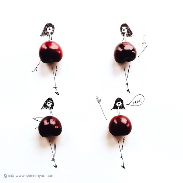 植物食物女人藝術搭配設計畫作-車厘子