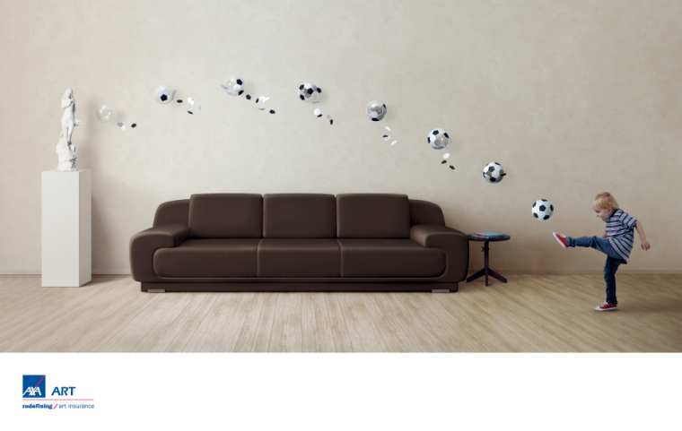 上海廣告設計公司國外金融廣告欣賞-AXA 安盛保險藝術篇平面創意廣告設計-足球篇