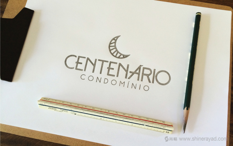 Centenário公寓地產月牙圖形標志設計-手繪效果4