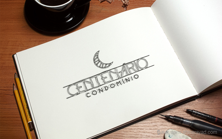 Centenário公寓地產月牙圖形標志設計字體設計-手繪效果5