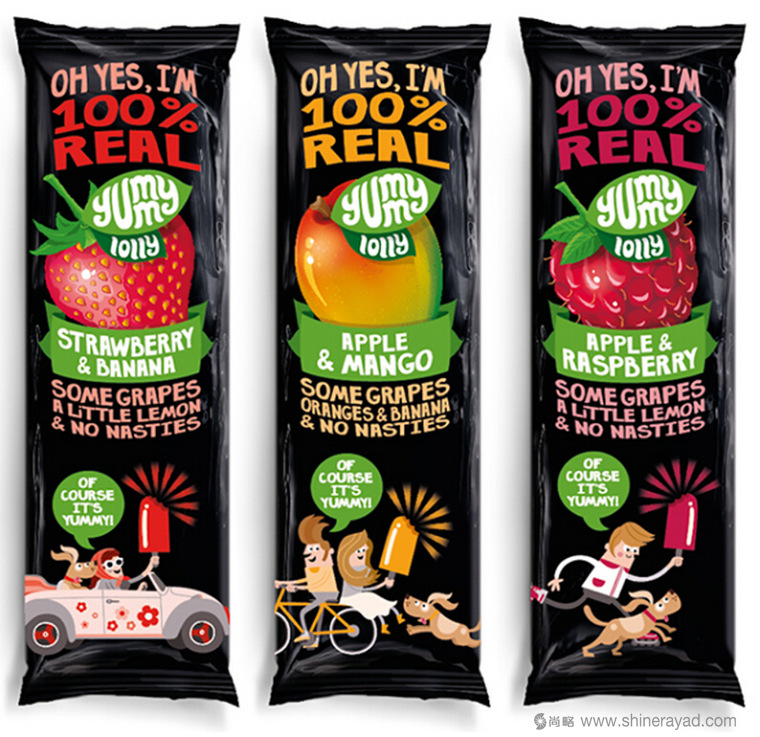 國外包裝設計欣賞:插畫風格Yummy Lollies 冰棍果味棒棒冰外包裝設計3