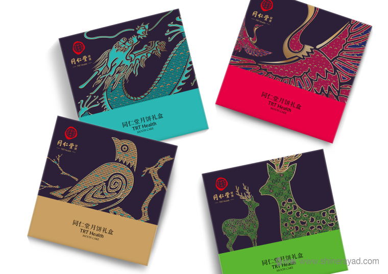 同仁堂2015年龍鹿鶴喜鵲吉祥動物系列健康月餅包裝設計2