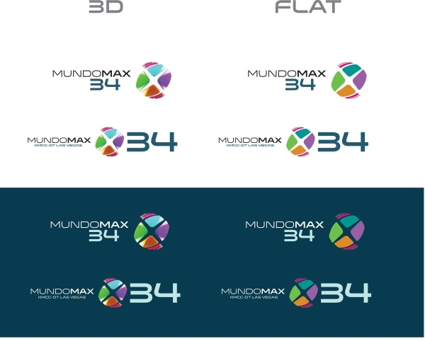 美國西班牙語電視臺MundoMax新3D立體X字母LOGO設(shè)計-立體平面LOGO對比與子頻道LOGO使用規(guī)范5