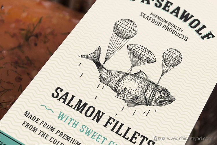 JASeawolf鮭魚片海鮮產(chǎn)品包裝設(shè)計（線條插畫風(fēng)格包裝設(shè)計）1