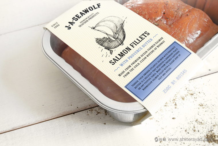 JASeawolf鮭魚片海鮮產(chǎn)品包裝設(shè)計（線條插畫風(fēng)格包裝設(shè)計）3
