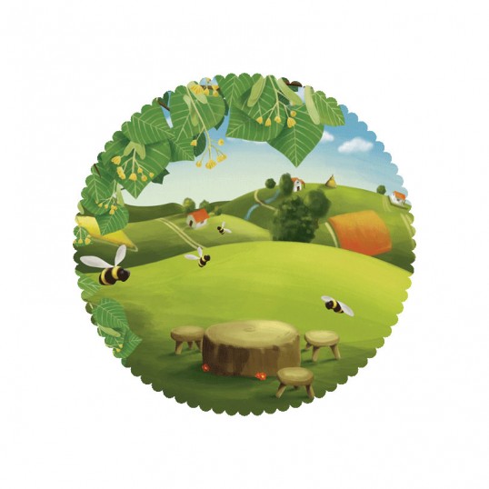 塞爾維亞Volim 蜂蜜包裝風景插畫設(shè)計-油菜蜜插畫設(shè)計4