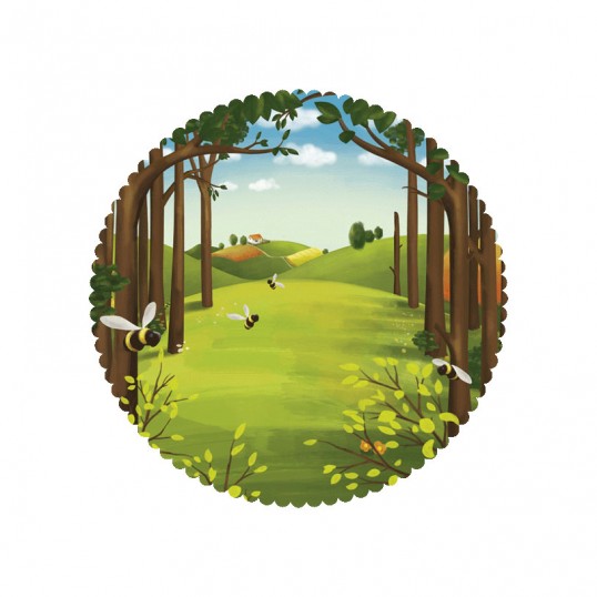 塞爾維亞Volim 蜂蜜包裝風景插畫設(shè)計-森林蜜插畫設(shè)計3