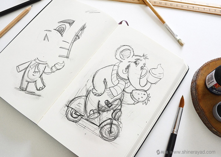 Billy Bom 冰淇淋調皮卡通小象動物品牌包裝設計品牌形象設計3-手繪插圖設計