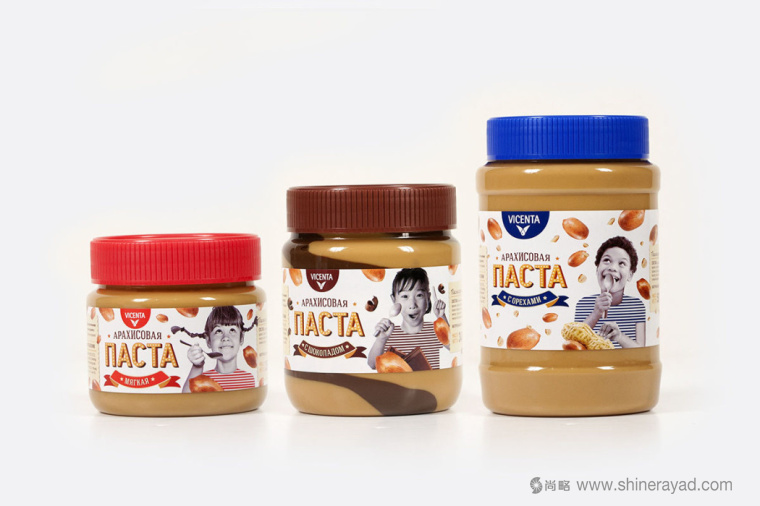 俄羅斯VICENTA兒童風格花生醬包裝設計5-全系列包裝設計