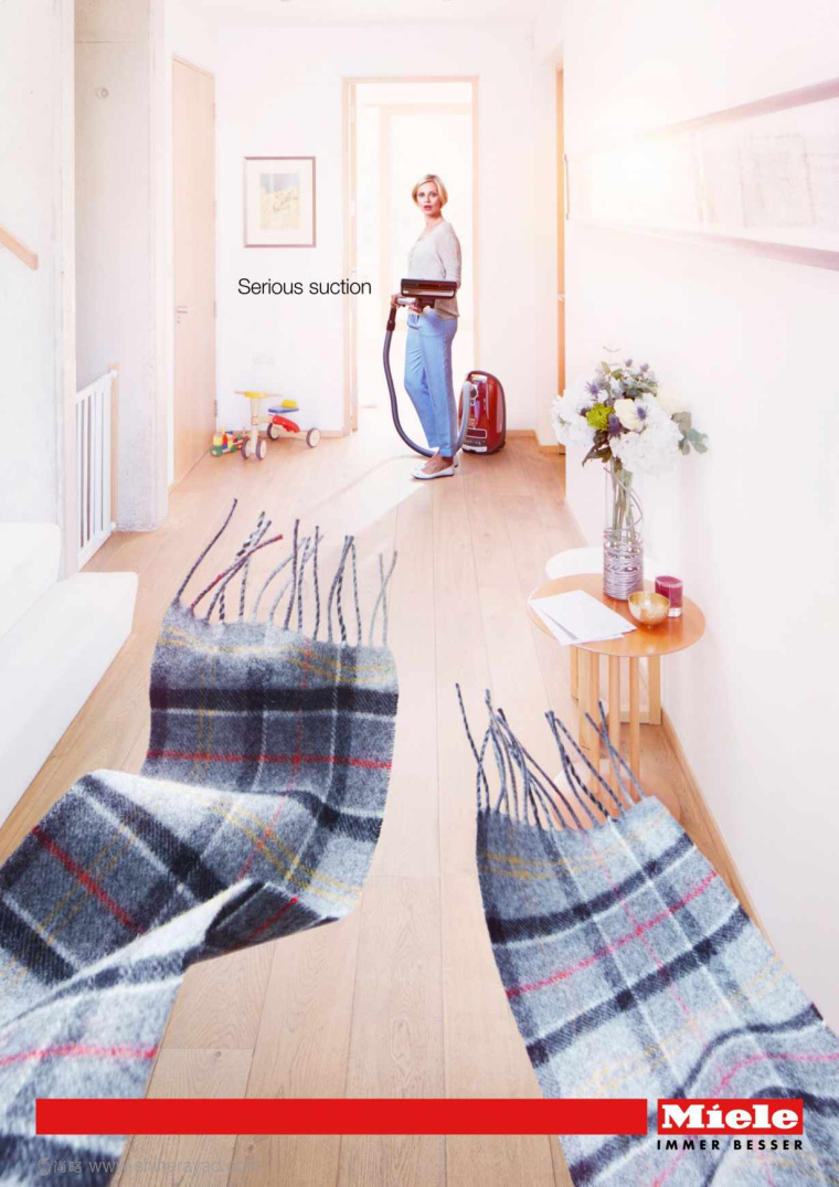 Miele吸塵器強大吸力平面廣告創意設計-上海廣告設計公司廣告欣賞-圍巾篇1