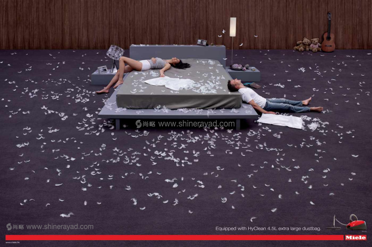 Miele吸塵器強大吸力平面廣告創意設計-上海廣告設計公司國外廣告欣賞枕頭篇5
