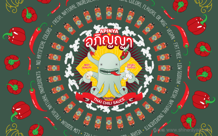 泰國辣醬apinya品牌小章魚核心視覺品牌形象塑造6-明信片設計