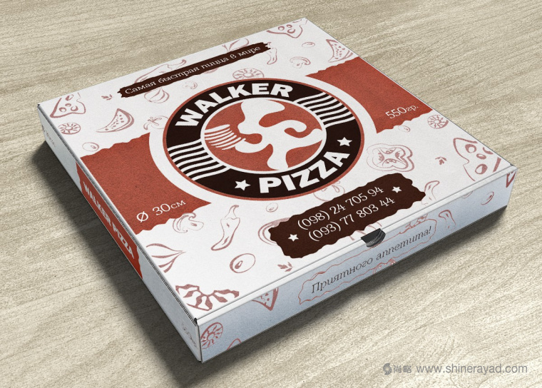 6 Walker pizza披薩連鎖店品牌VI視覺形象設計-披薩包裝盒設計2