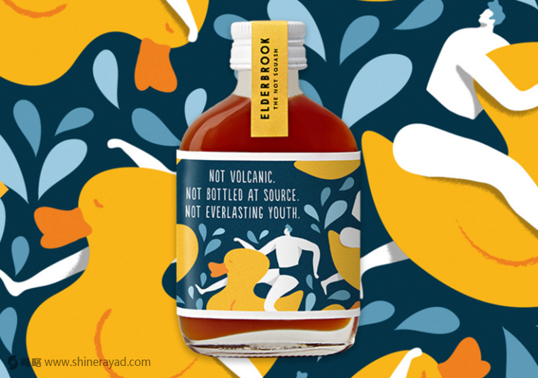 包裝欣賞：ELDERBROOK 果汁飲料包裝設計水果與人的結合插畫設計欣賞5