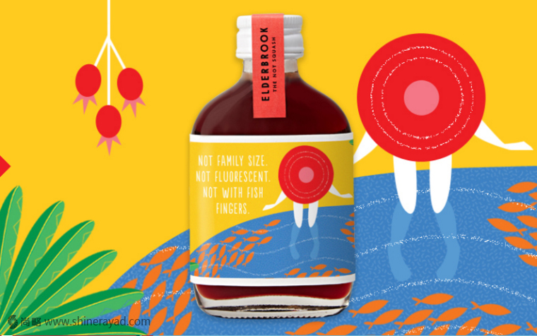 包裝欣賞：ELDERBROOK 果汁飲料包裝設計水果與人的結合插畫設計欣賞8