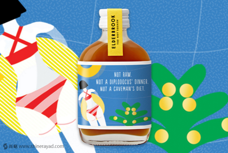 包裝欣賞：ELDERBROOK 果汁飲料包裝設計水果與人的結合插畫設計欣賞10