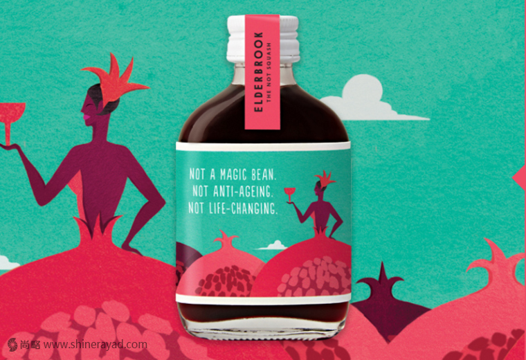 包裝欣賞：ELDERBROOK 果汁飲料包裝設計水果與人的結合插畫設計欣賞11