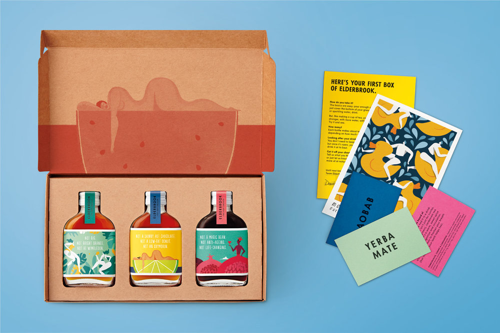 包裝欣賞：ELDERBROOK 果汁飲料包裝設計水果與人的結合插畫設計欣賞12