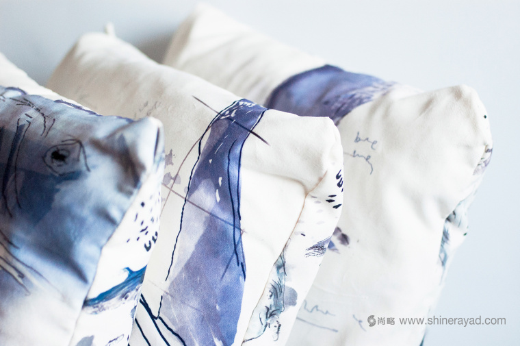 紡織品抱枕藍鯨水彩插畫設計-上海平面設計公司9