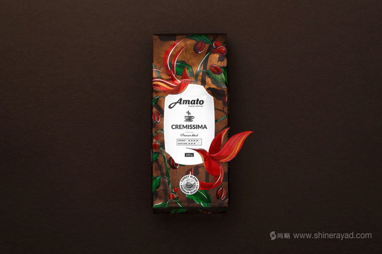 上海包裝設計公司欣賞：Amato花鳥插畫設計風格咖啡包裝設計5