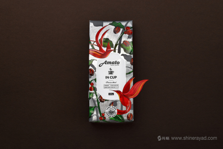 上海包裝設計公司欣賞：Amato花鳥插畫設計風格咖啡包裝設計9