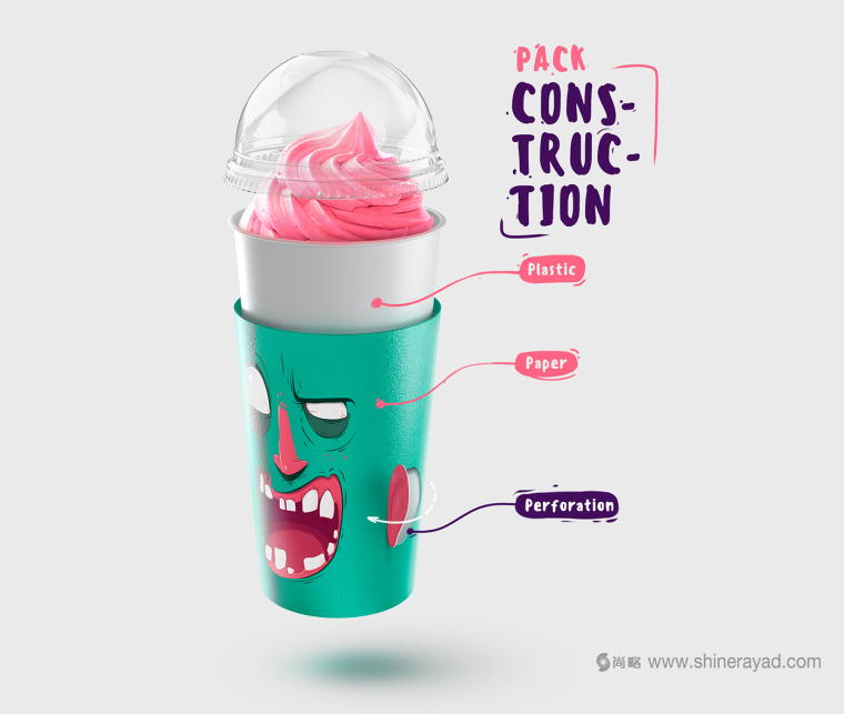 “夸張人物頭像表情插畫篇”奶昔飲料杯設計包裝設計-上海包裝設計公司2