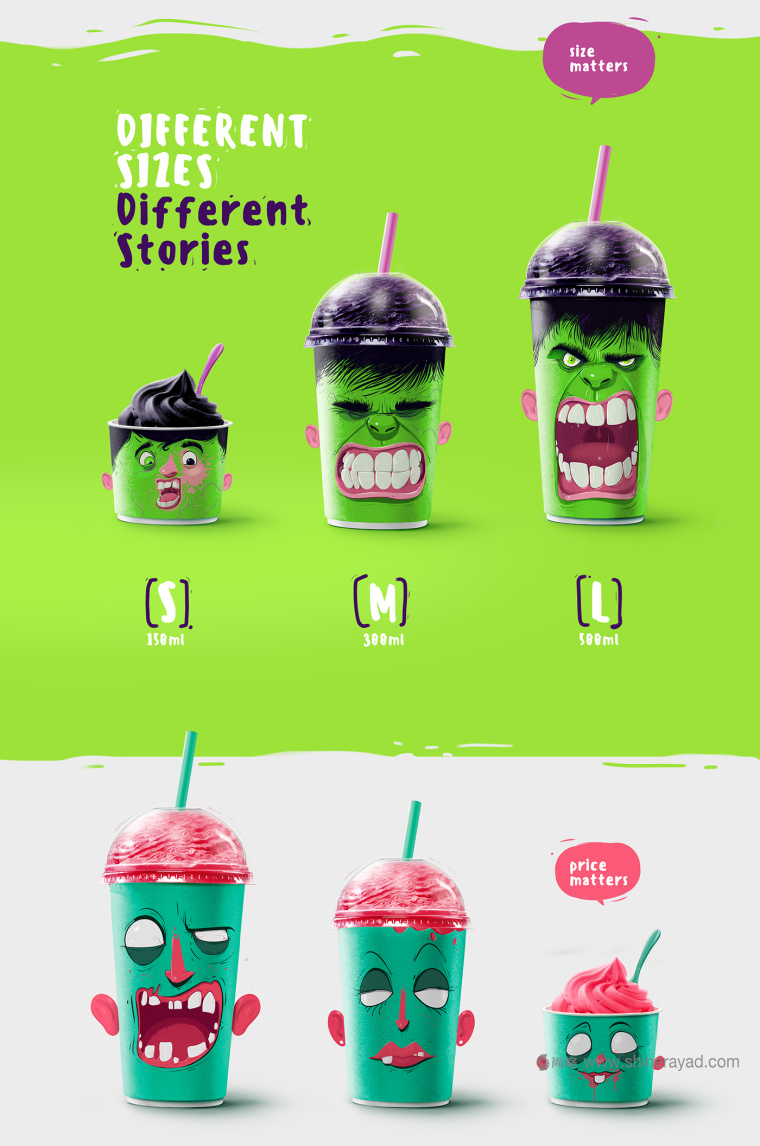 “夸張人物頭像表情插畫篇”奶昔飲料杯設計包裝設計-上海包裝設計公司9