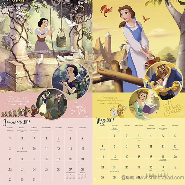 迪士尼公主墻月歷掛歷設計--2017年最佳臺歷設計靈感-上海品牌設計公司-上海平面設計公司 迪士尼公主墻月歷掛歷設計--2017年最佳臺歷設計靈感-上海品牌設計公司-上海平面設計公司
